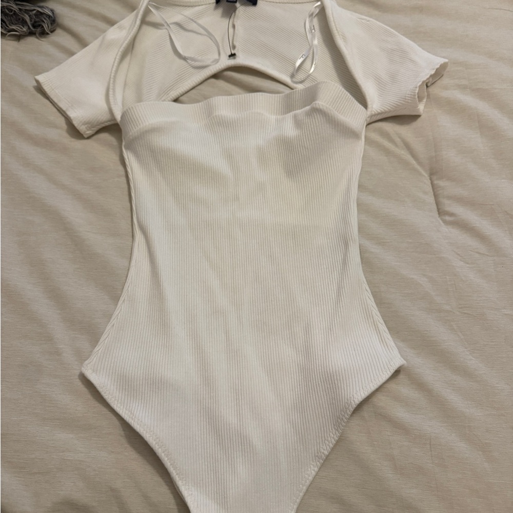Lulu's Cream Ribbed Bodysuit